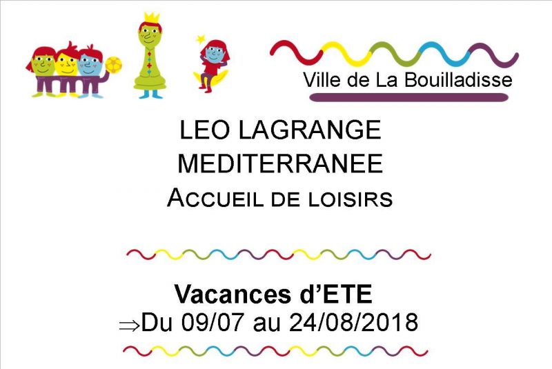 You are currently viewing VACANCES D’ETE 2018: Inscriptions Accueil de Loisirs La Bouilladisse