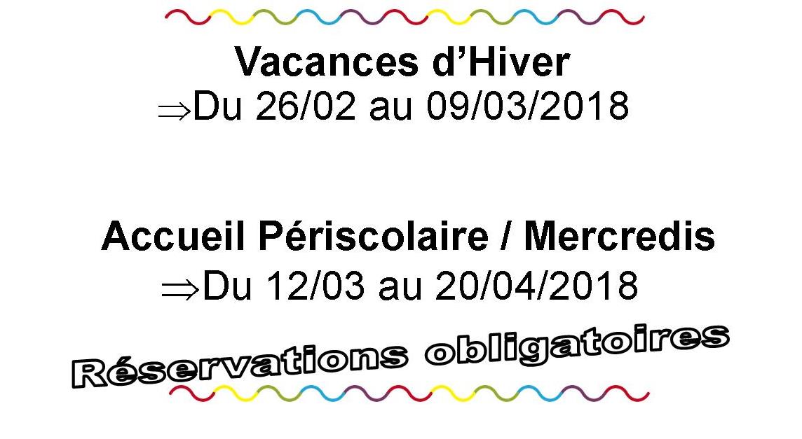 You are currently viewing INSCRIPTIONS VACANCES D’HIVER ET MOIS DE MARS ET AVRIL 2018